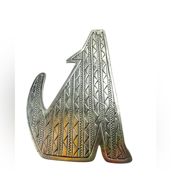 VTG  JJ 1988 SOUTHWESTERN CACTUS COYOTE HAT STAMPED PWETER BROOCH EARRINGS LOT - Picture 3 of 8